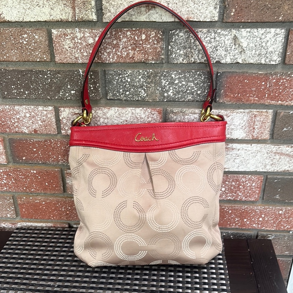 Coach Red and Tan Bag M1280-F20088